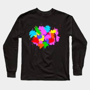 Random brush strokes with bright splashes abstract. Long Sleeve T-Shirt